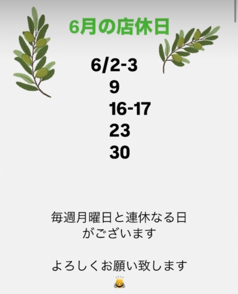 6月店休日